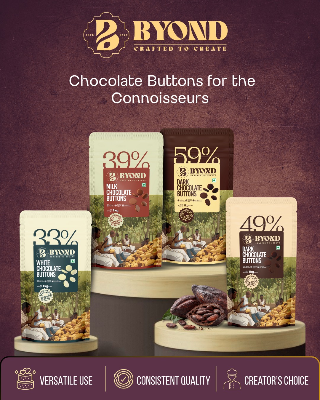 Byond Chocolate Buttons - 33% | 39% | 49% | 59%