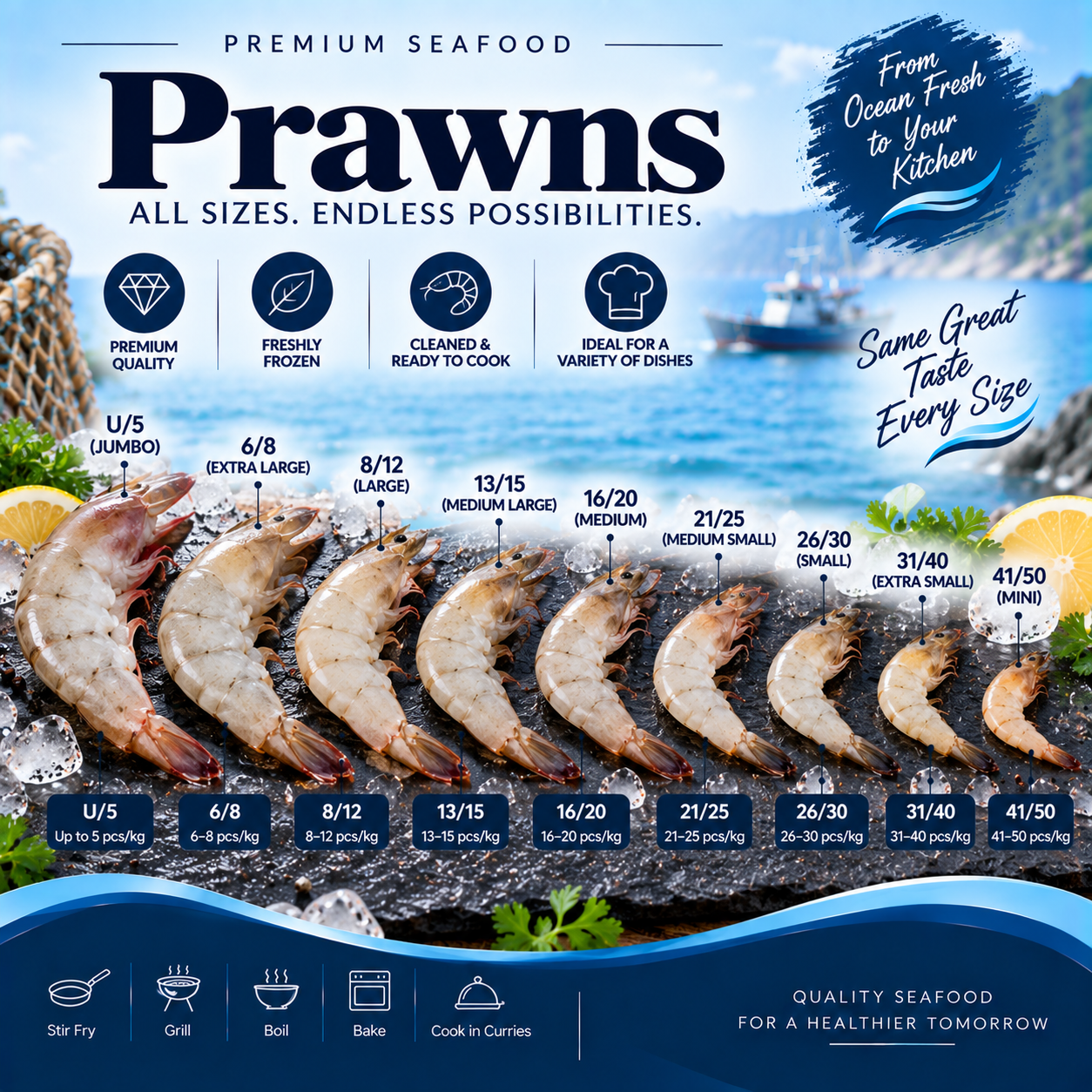 Frozen Prawns - All Sizes