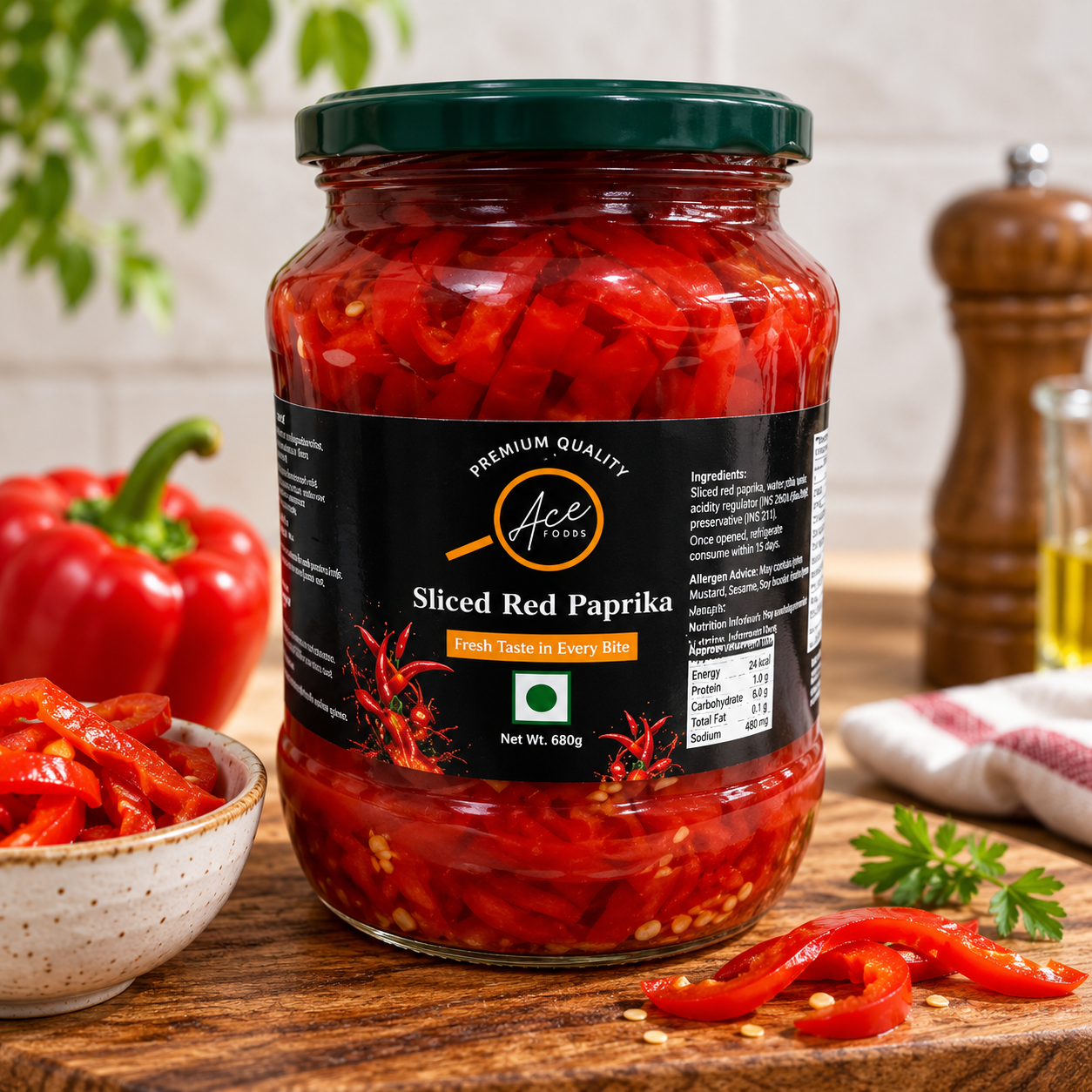Ace Sliced Red Paprika - 680 GM